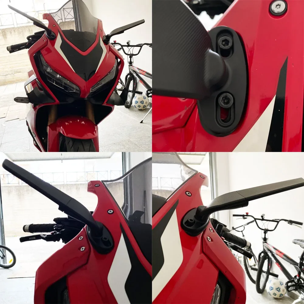 id Motorcycle 2PCS Rearview Mirrs Wind Wing Adjustable Rotating Side Mirrs for KAWASAKI NINJA 250 300 400 650 H2 H4 #3