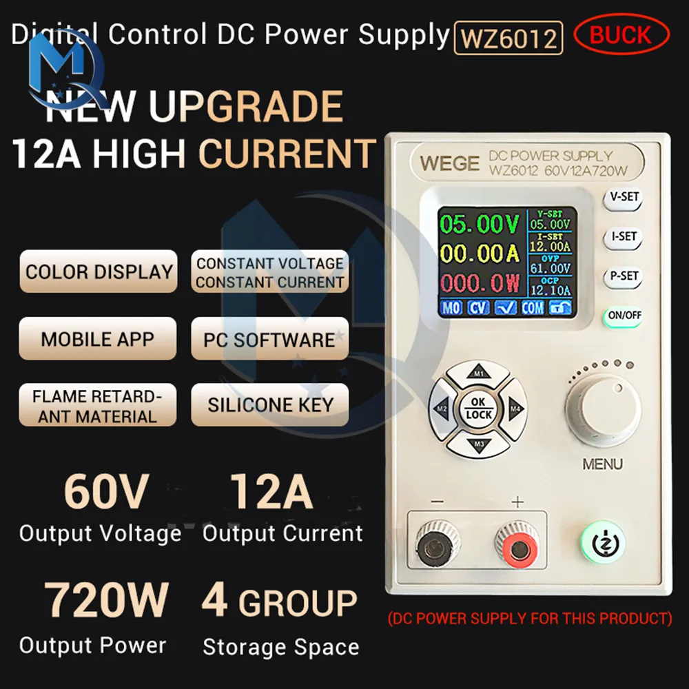 WZ6012 LCD High-power Adjustable Digital Controlled DC Power Supply Step-Down Buck Module 60V 12A Communication Version