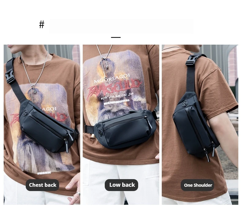 XOKY Men Waterproof Belt Fashion Bag Chest Pack Male Waterproof Waist Bag Outdoor Sports Fanny Pack Men's Travel Shoulder Bags