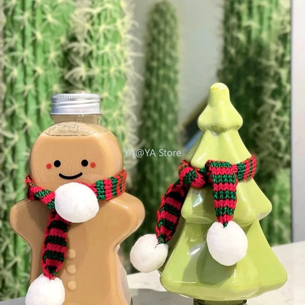 10PCS 500ML Christmas Bottles Xmas Gingerbread Man Bottles Candy Jars Juice Drink Bottle Party Candy Can Gift Wrapping Bottle