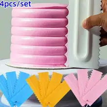 unids/set raspador de pastel de diente de doble cara de plástico patrón raspador de crema herramientas para hornear DIY accesorios para hornear