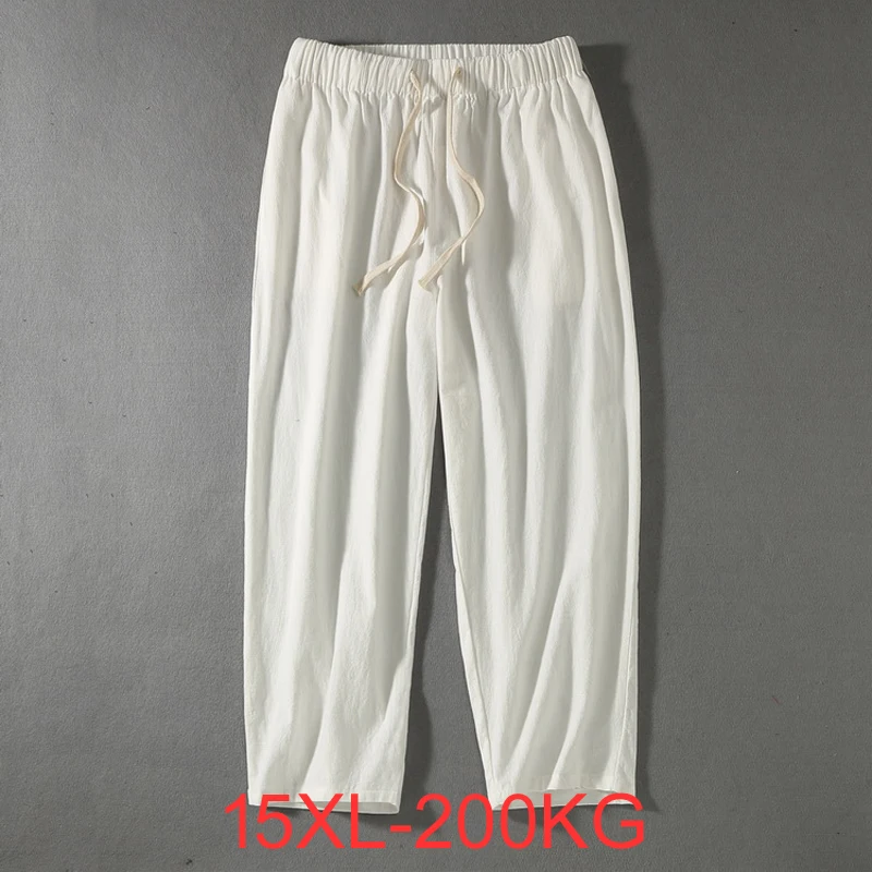 Summer Men Pants 15XL 12XL 10XL 9XL 8XL 7XL Waist 174cm Cotton Plus Size Ankle-length Pants 200kg