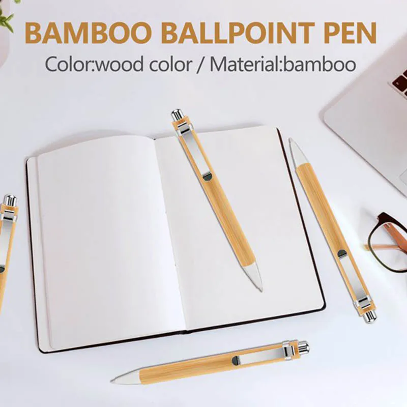 100 pcs/lot Bamboo Ballpoint Pen Stylus touch pen Office & School Supplies Pens & Writing Supplies Gifts-Blue Ink