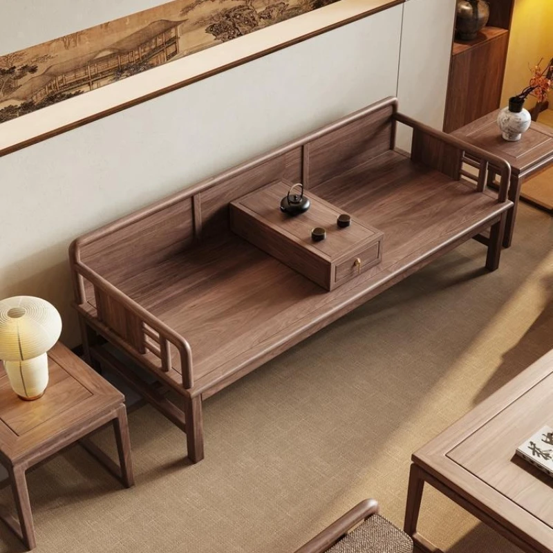 

New Chinese sofa, modern Chinese solid wood dual-purpose fabric sofa