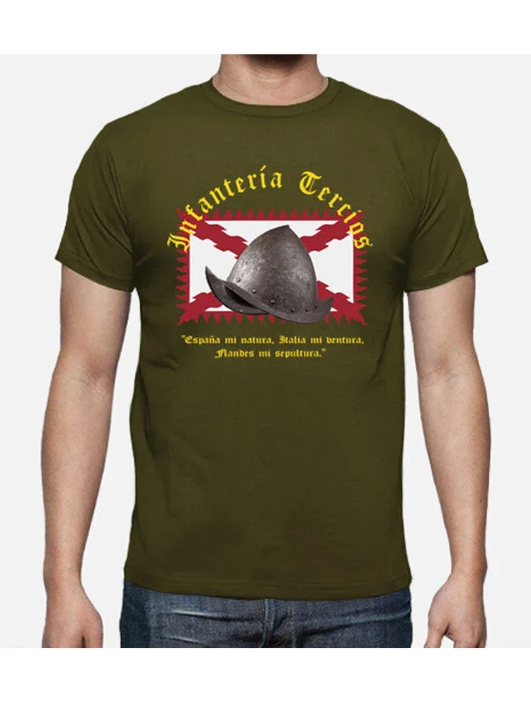 Camiseta Infantería Tercios Españoles. 100% Algodón, De Alta Calidad, De Gran Tamaño, Casual