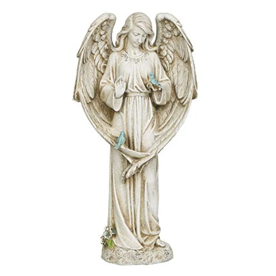 

Angel with Two Birds Statue 20 H Garden Collection Resin and Stone Decorative Religious Gift Home Outdoor and Indoor Decor