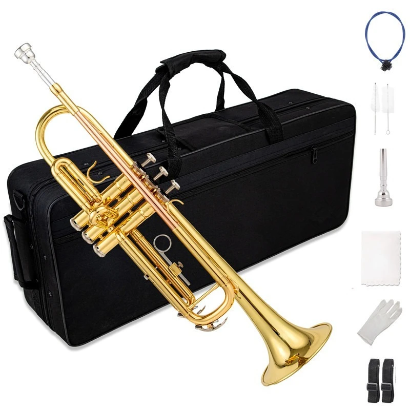 Bb Trumpet Phosphor Bronze Trumpets Professional Children Adults Brass Instruments Beginners Gold Lacquer Wind Instruments