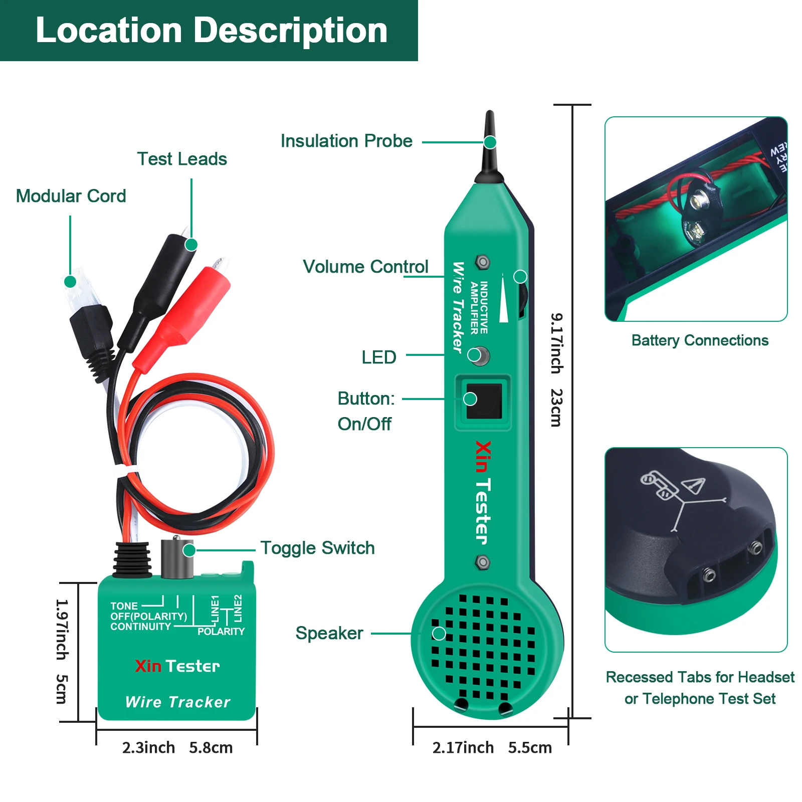 Xin Tester Tone Generator Probe Kit, Wire Toner Cable Tracer High Accuracy Network Cable Jack Testers Ethernet Circuit Trace