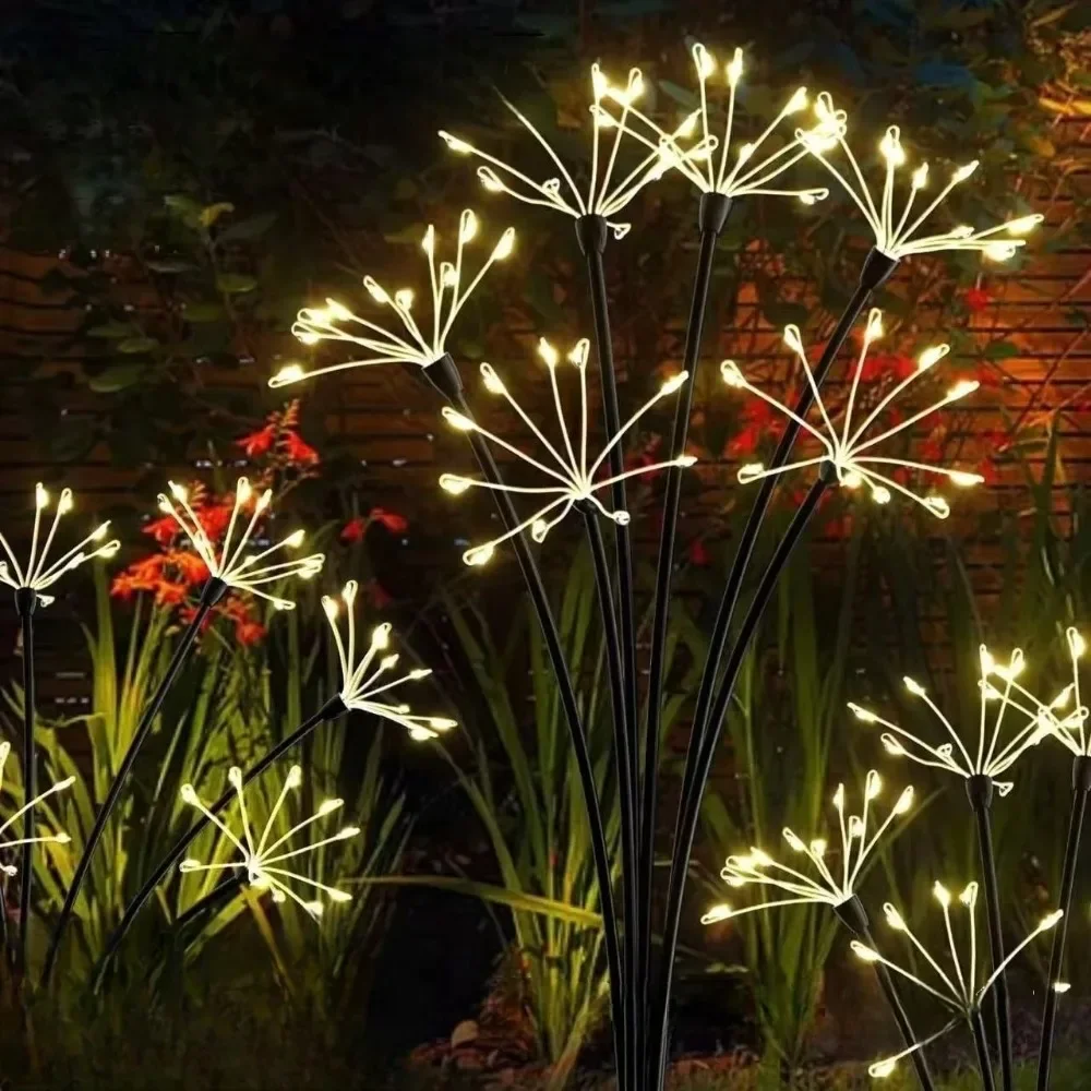 Solar LED Fireworks Lights Outdoor Garden Stake Patio Yard Pathway Lawn Christmas Holiday Decoration