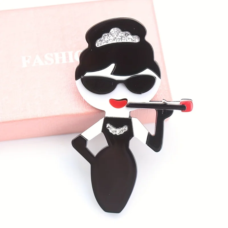 women\'s acrylic portrait brooch fashion clothing accessories pins