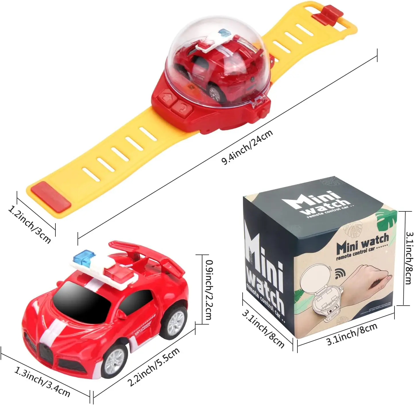 Remote Control Car Watch Toys with LED Light,2.4 GHz Mini Racing Cars Wrist Toy for Kids Adults,RC Small Car