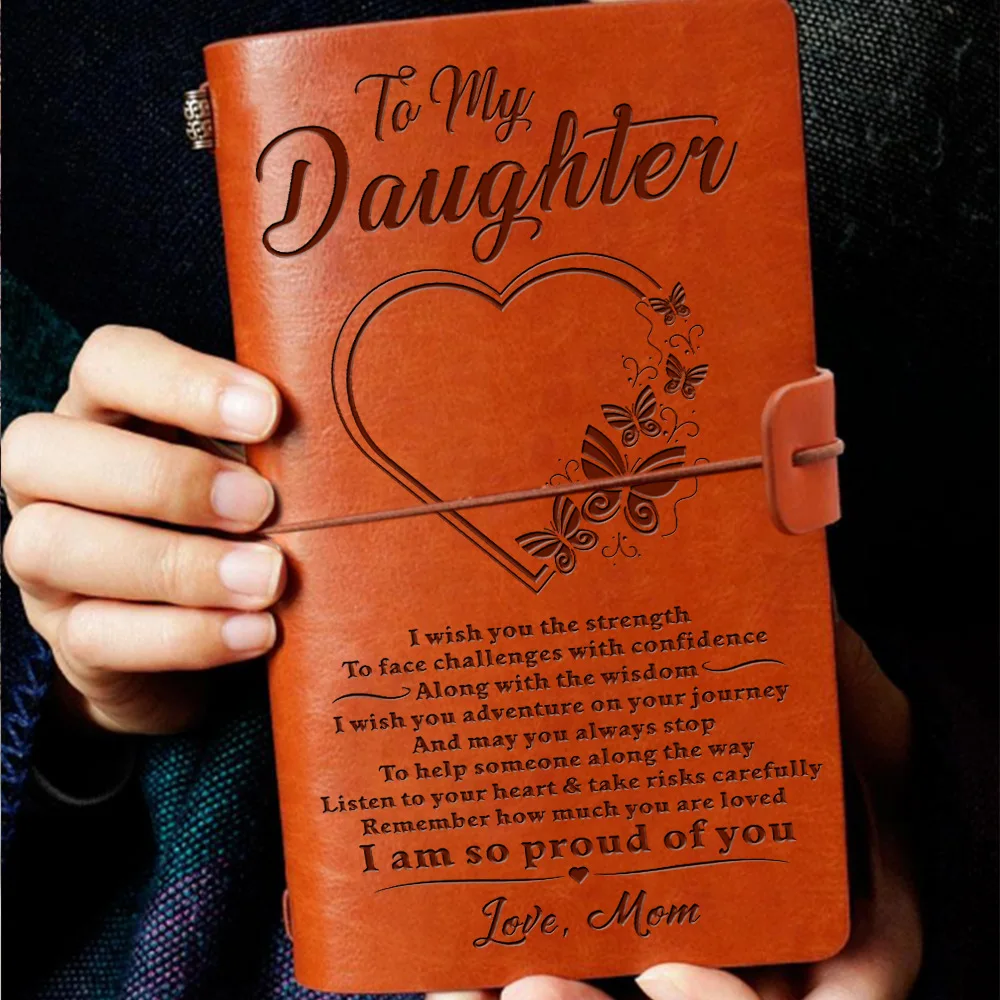 A6 To My Daughter Vintage Leather Kids Gift Travel Portable Diary Book Hand Account Book Notebook Schedule Notepad