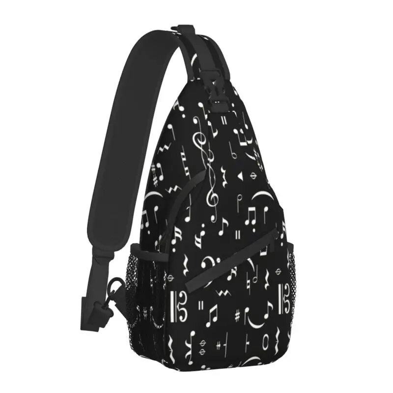 Music Note Design Crossbody Sling zaino uomo Custom Fashion Piano Keys borsa a tracolla per ciclismo campeggio Daypack