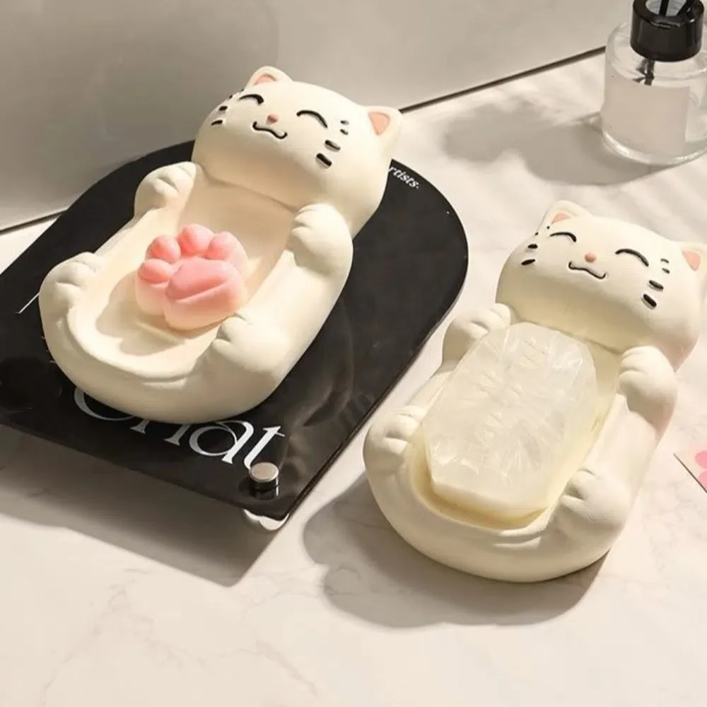 

Мыльница для раковины, мультяшная керамическая мыльница, водонепроницаемая нескользящая сливная мыльница, легкая роскошная нежная мыльница для ванной комнаты