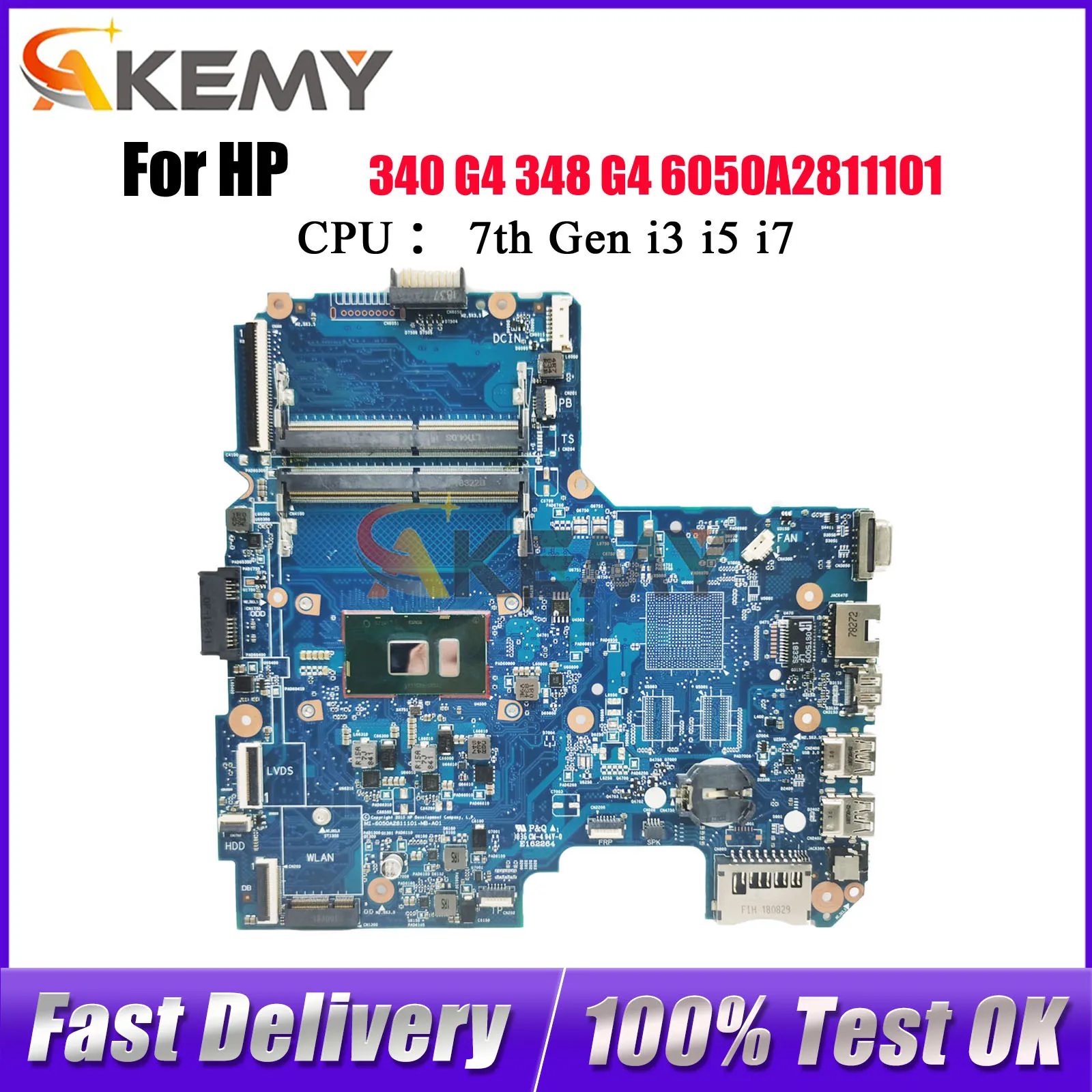 

6050A2811101 для ноутбука HP 340 G3 348 G3, материнская плата 845205-001 с процессором i3 i5 6/7 UMA DDR4, 100% полностью протестирована