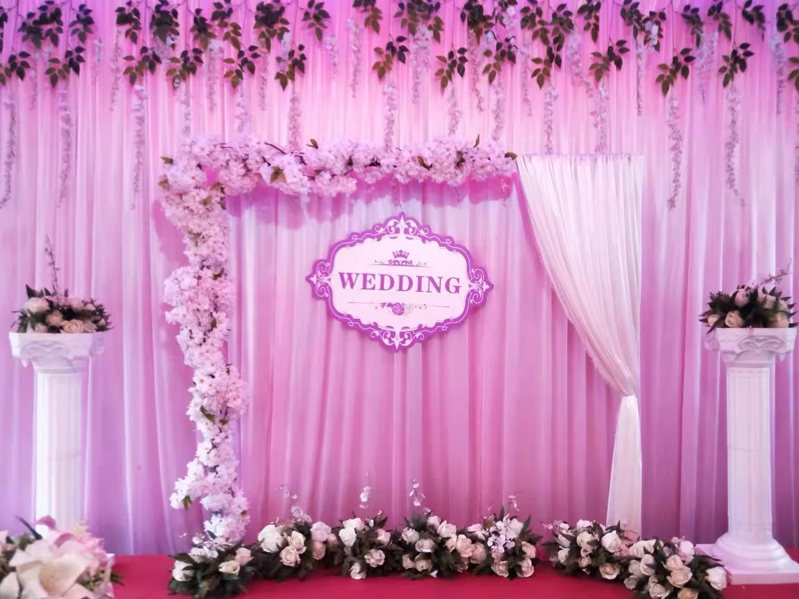 

Wedding Stage Backdrop Drapes Silk Fabric Curtain for Wedding Ceremony Party Event Birthday, Luxury Ice Silk Backdrop Curtains