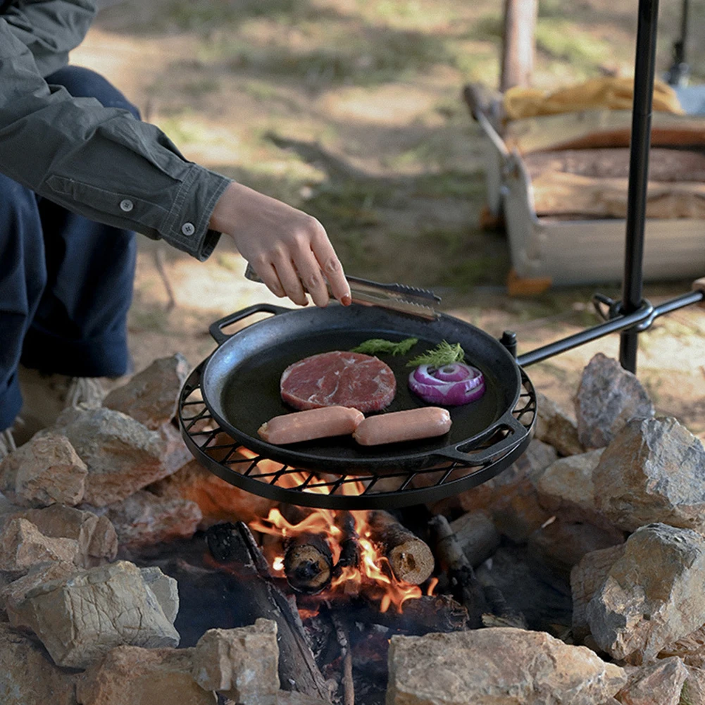 Imagem -03 - Heavy Duty Giratória Fogueira Cozinhar Grill Grelha sobre Fogo-churrasco Stand Pote Rack Girar Horizontal