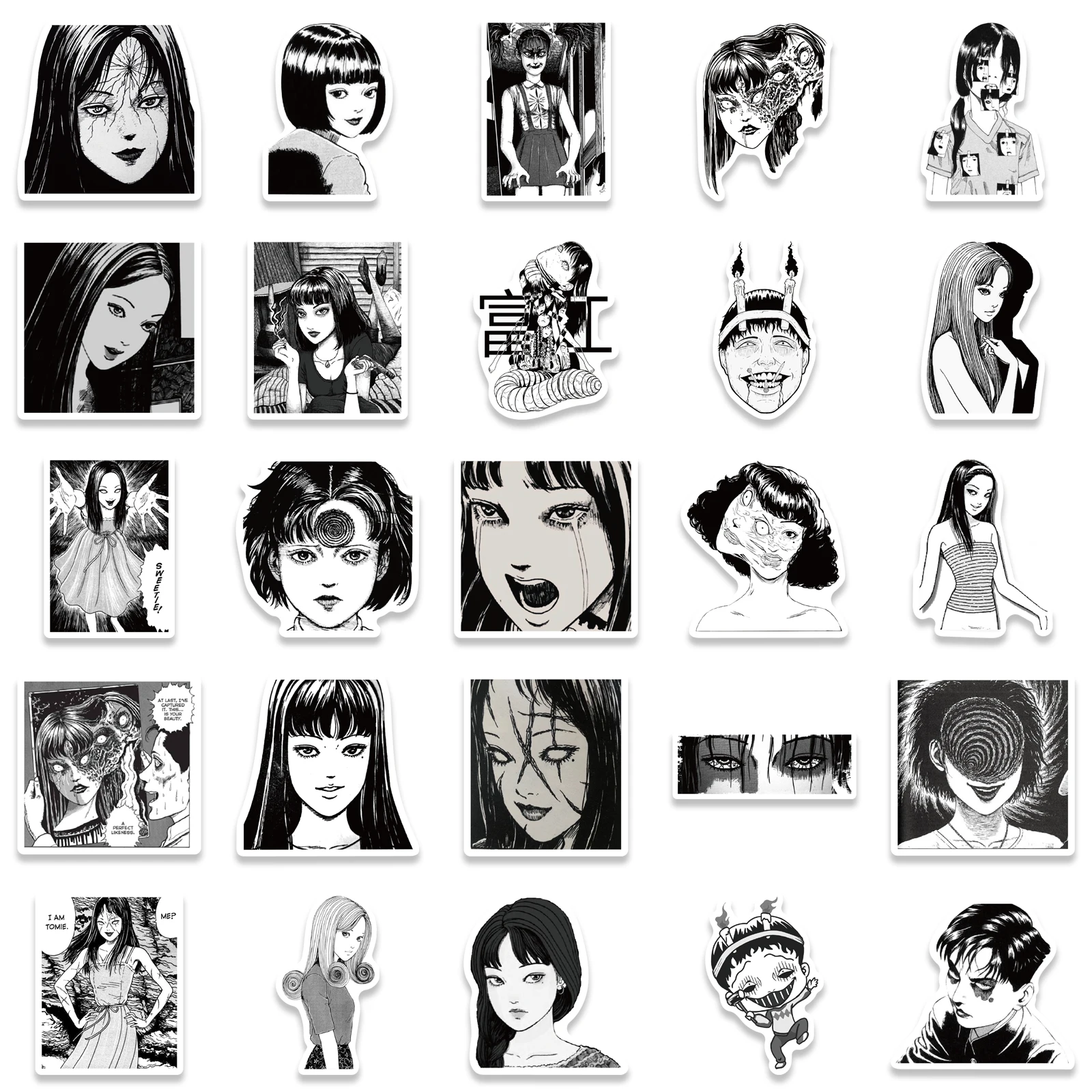 50PCS Anime Tomie Stickers Horror Comic Fujiang Graffiti Car Bicycle Motorcycle Skateboard Laptop Stickers