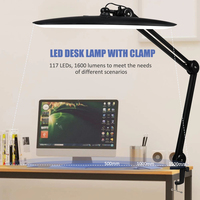 24W Office Desk Lamp Clip-on 20 Inch Foldable Brightness Adjustable Nail Table Light for Study Craft LED Working Desk Light
