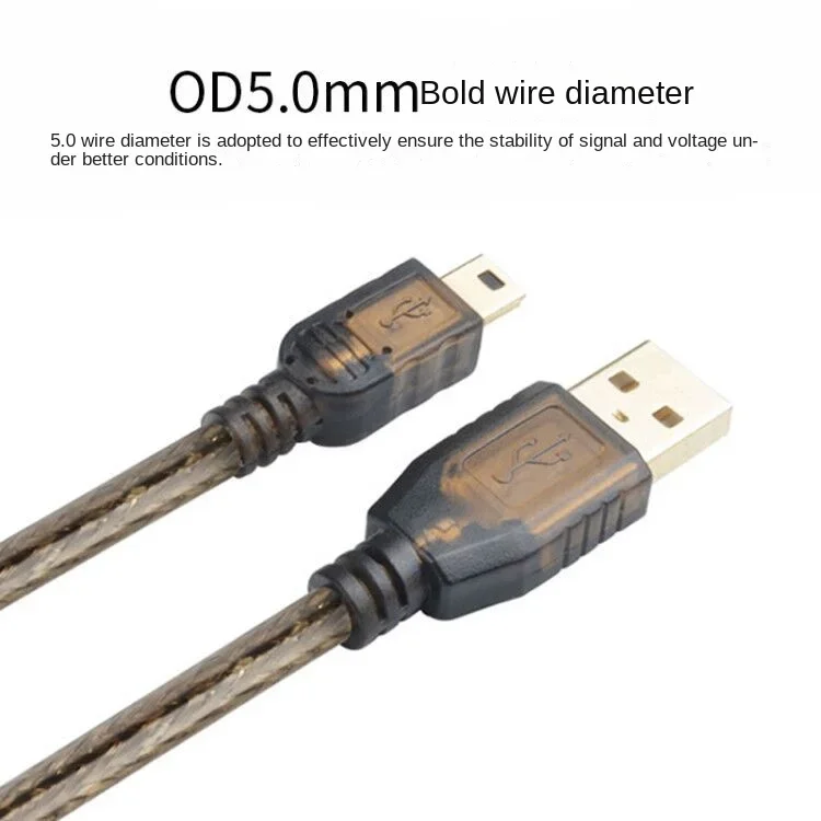 5M 10M 20M 90 Degree 5Pin Mini USB Cable Fast Charging & Data Transfer Extension Cable for Digital Camera MP3 MP4 PC