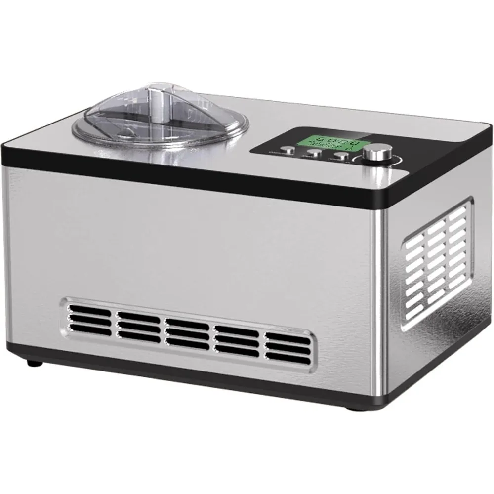 

Ice Cream Maker, No pre-Freezing Automatic Ice Cream Machine 2.1 Quart with Built-in Compressor and LCD Timer