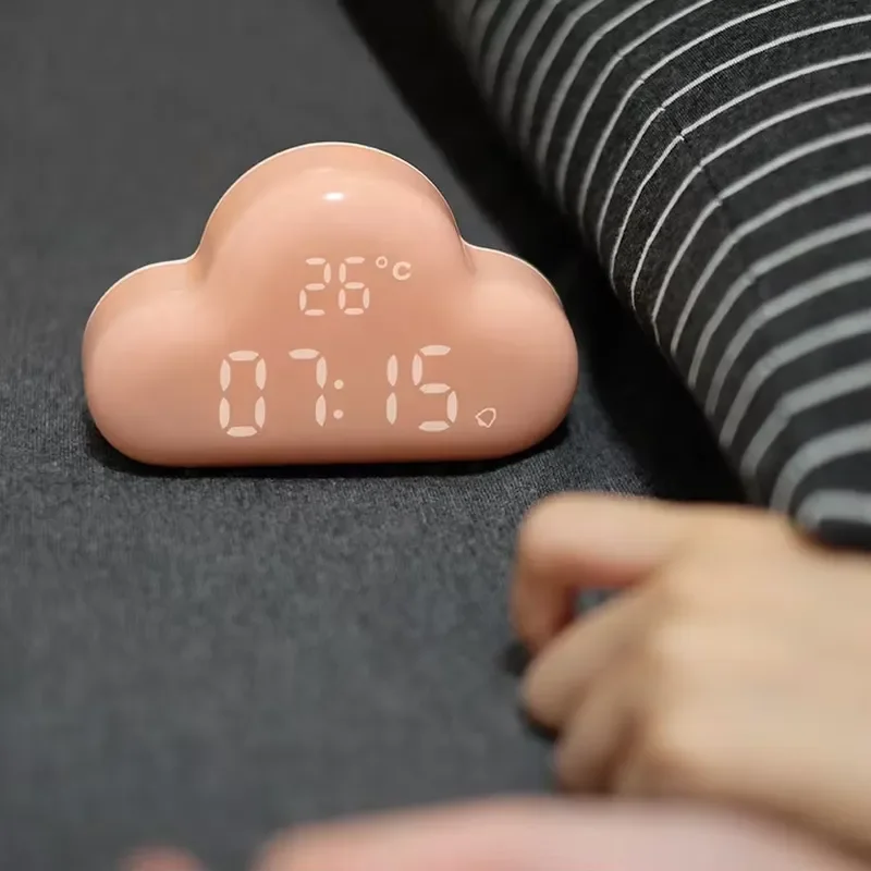 Modern LED Sunrise Alarm Clock Cloud Shape Wake Up Light Electronic Desktop Timepiece Home Decor Night Lamp for Bedroom