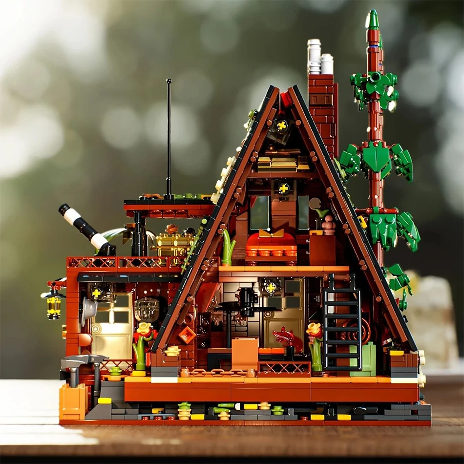 Forest Triangle Chalet Wooden house Building Blocks Set DIY Desktop Ornament Puzzle Toys Creative Assembly Bricks Gift For Kid