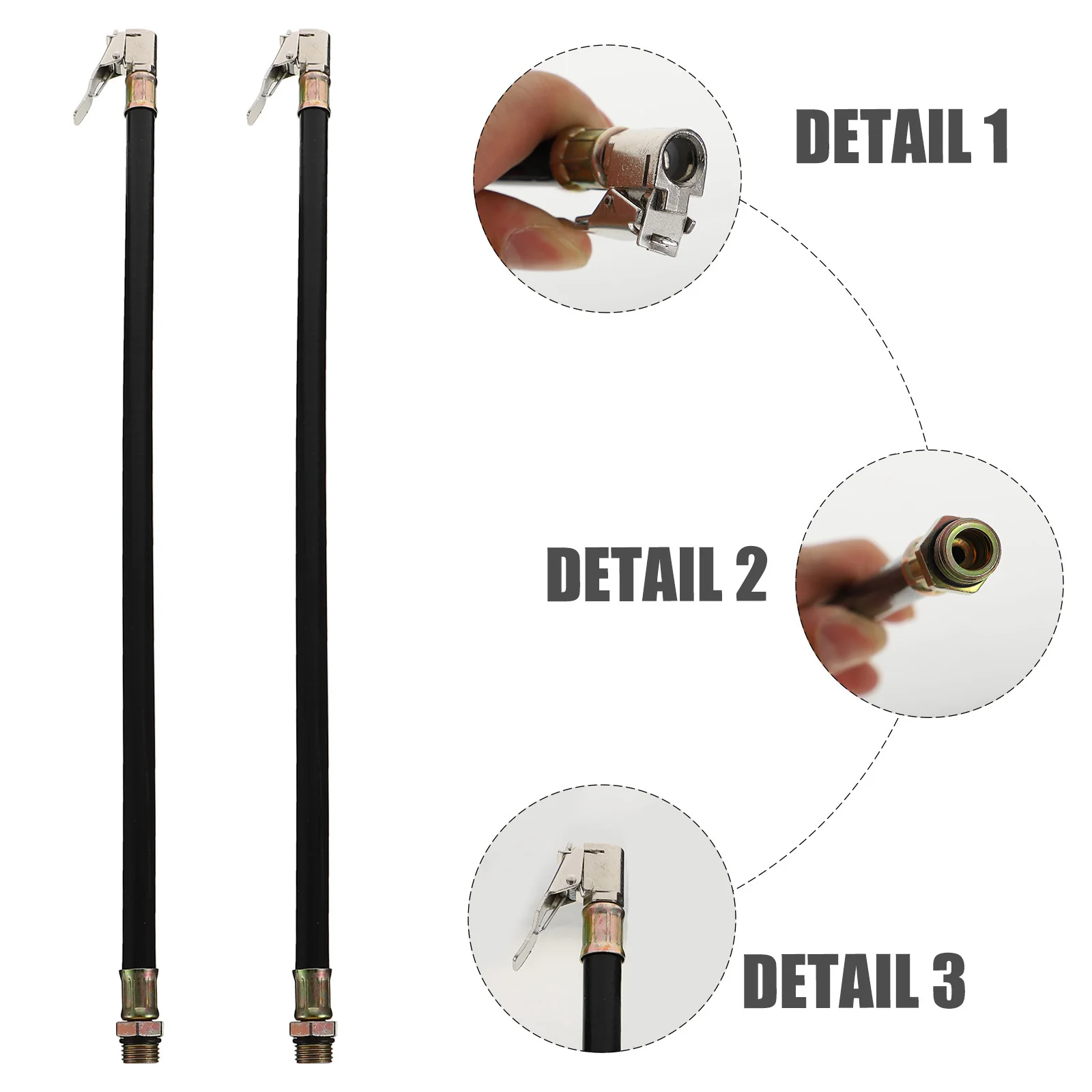 

2Pcs Air Pump Hose Flexible Durable Alloy Replacement Hose for Motorcycle Car Tire Inflator Connector Inflator Replacement Hoses
