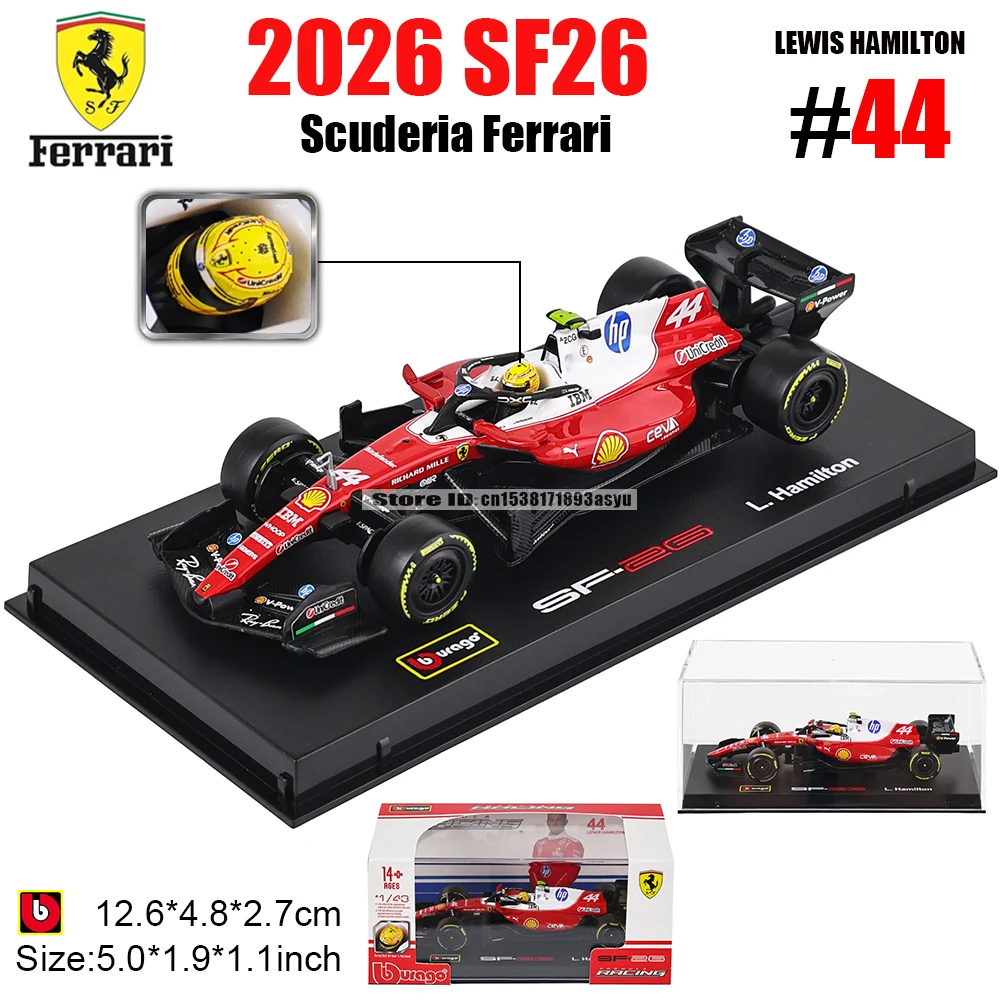 Bburago 1:43 2026 F1 Scuderia Ferrari HP SF26 #16 Charles Leclerc #44 Lewis Hamilton Alloy Car Die Cast Model Toy Collectible