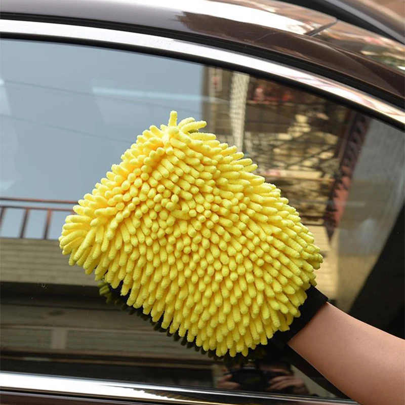 1PCS Waterproof Car Wash Microfiber Chenille Gloves Thick Car Cleaning Mitt Wax Detailing Brush Auto Care Double-faced Glove