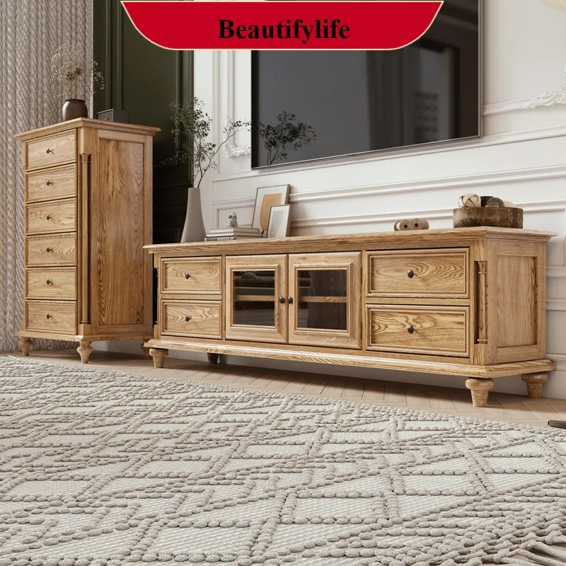 

M182 French Oak Solid Wood Six Bucket Locker Storage Cabinet Entrance High Display Cabinet