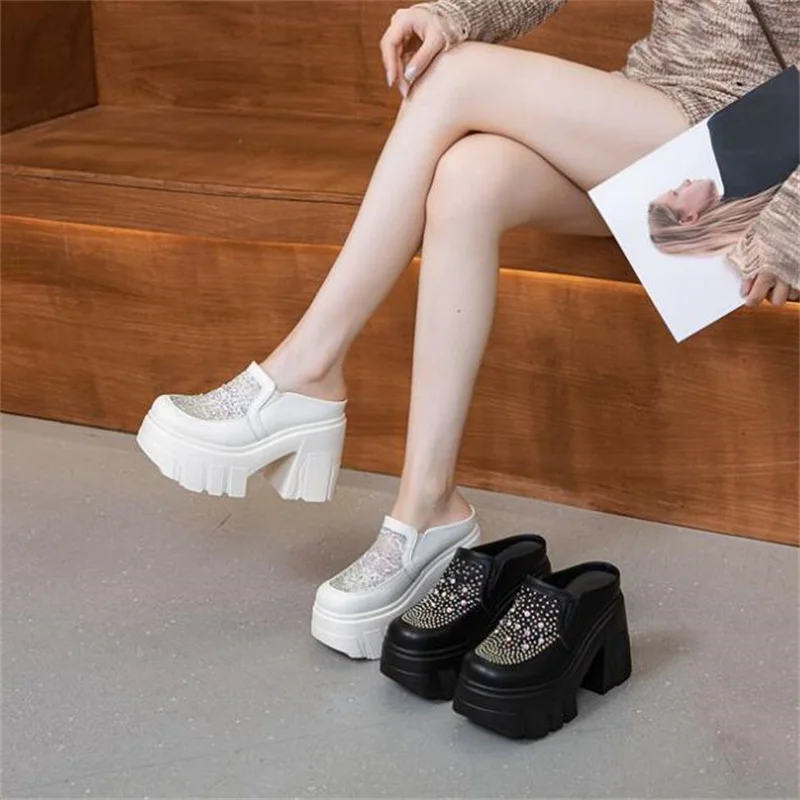 11cm Slippers Patent Leather Platform Wedge Sneakers Pumps Summer Women ROME Hidden Heels Sandals Ladies Fashion Shoes