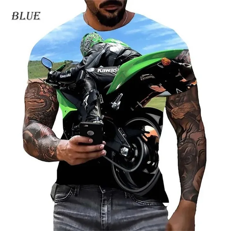 Cool Motorcycle Racing Graphics T-Shirt For Men 3D Printed Plus Size Men\'s T -Shirt Summer Short Sleeve Tee Tops Streetwear