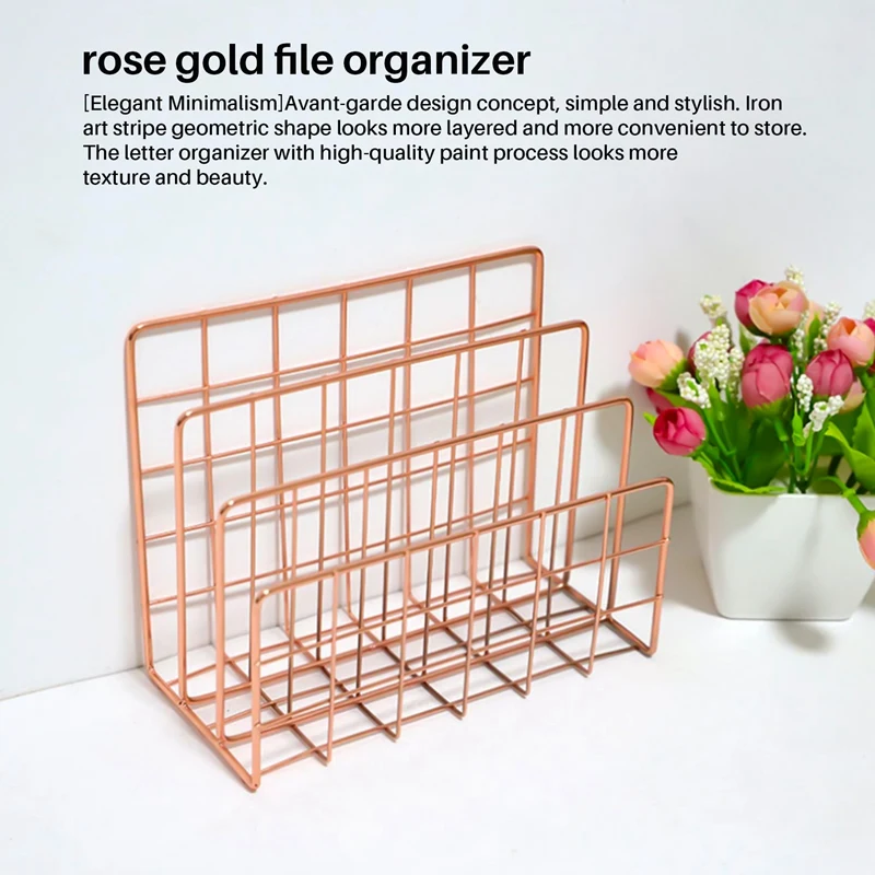 Desktop Mail Organizer, 3-Slot Metal Wire Mail Sorter, Letter Organizer For Letters, Mails, Books, Postcards And More, Mail Hold