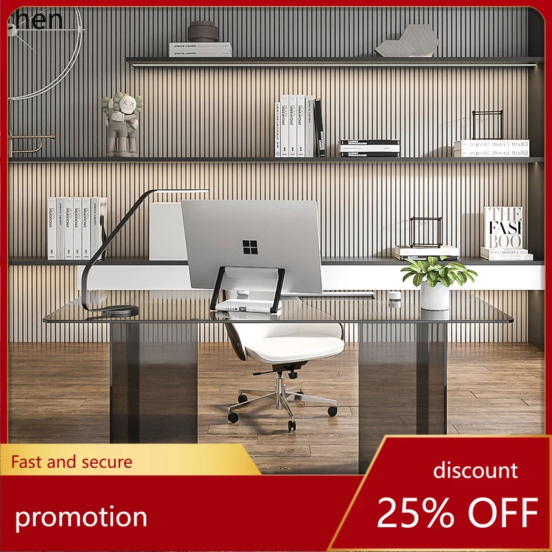 

HT desk tempered glass computer home desk acrylic modern writing desk