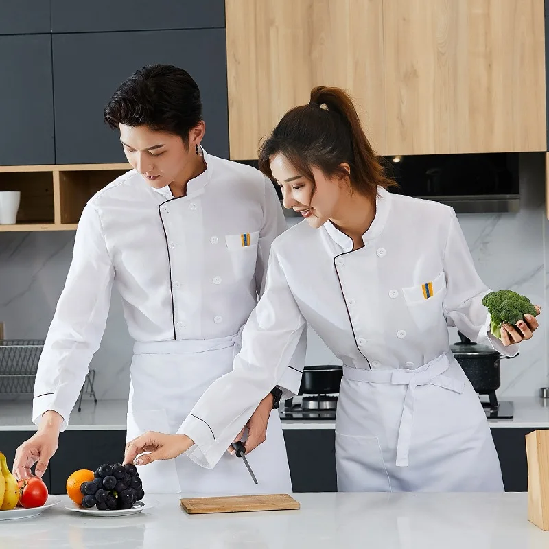 C410 Chef's Work Clothes Female Chef's Long Sleeved Summer Hotel Bakery Chef's Clothes  Sushi Chef Uniform Waiter Jacket