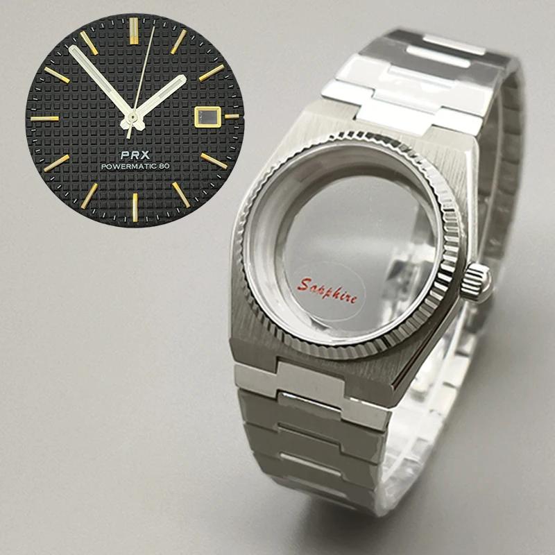 40 مللي متر الفضة PRX سوبر لاعب ساعة والعتاد يناسب 7S26 NH35 NH36 NH38 4R حركة الياقوت الزجاج متعدد الألوان الهاتفي الأيدي أجزاء