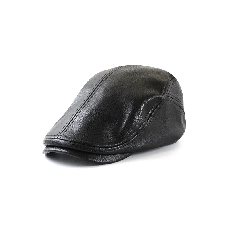 

Men's Washing Pu Leather Peaked Cap Middle-aged And Elderly Beret Retro Spring, Autumn And Winter New Advance Hats