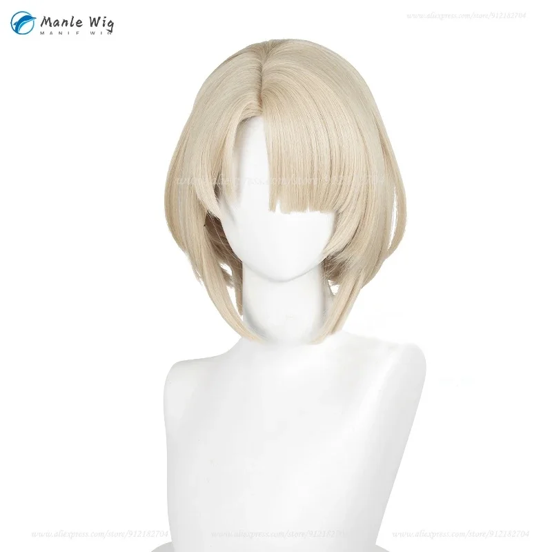 x;3,f6'b7\g,Freminet Cosplay 30cm Light Golden Short Hair Heat Resistant Synthetic Wigs Halloween + Wig Cap5;h7'b8\f,4/ view 2