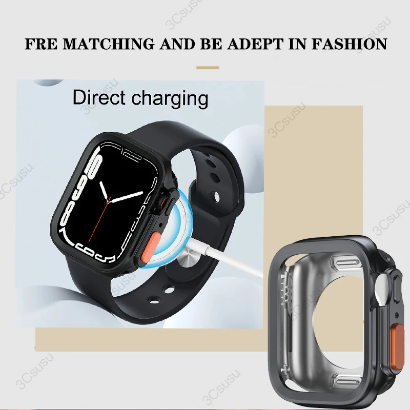 Case for Apple Watch 9 8 7 45mm 41mm 44mm 40mm Soft TPU Shockproof Protective Full Bumper Cover for iwatch series 6 5 4 SE 3 2 1