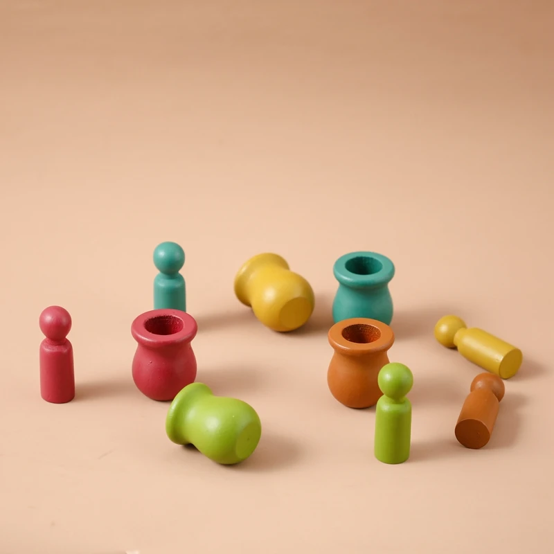 Poupée en bois pour bébé, jouet de couleur, baril en bois, jouet, blocs de construction, développement éducatif, jeux assortis pour enfants, 5 pièces/10 pièces