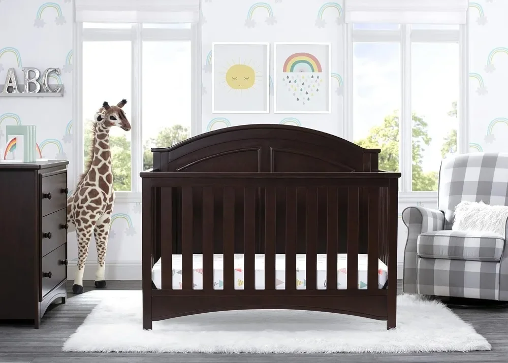 Delta Children Perry 6-in-1 Convertible Crib - Greenguard Gold Certified, Walnut Espresso