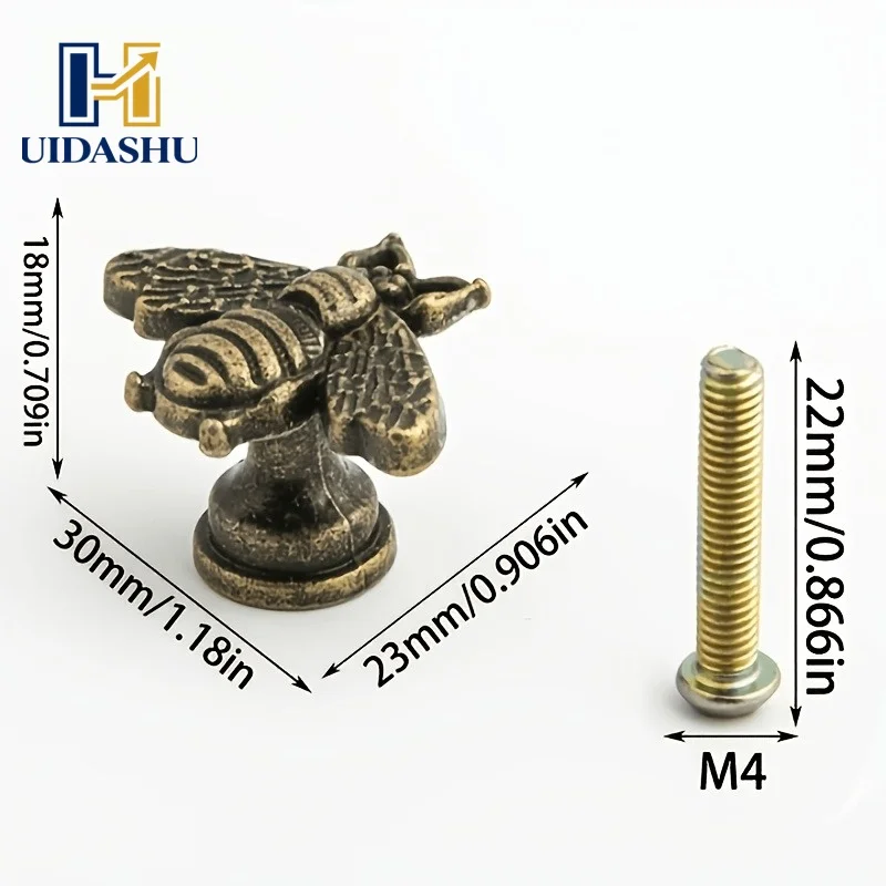 10pcs Small Bee Iron Handle European Creative Animal Shape Cabinet Door Drawer Mini Handle Decorative Button Handle