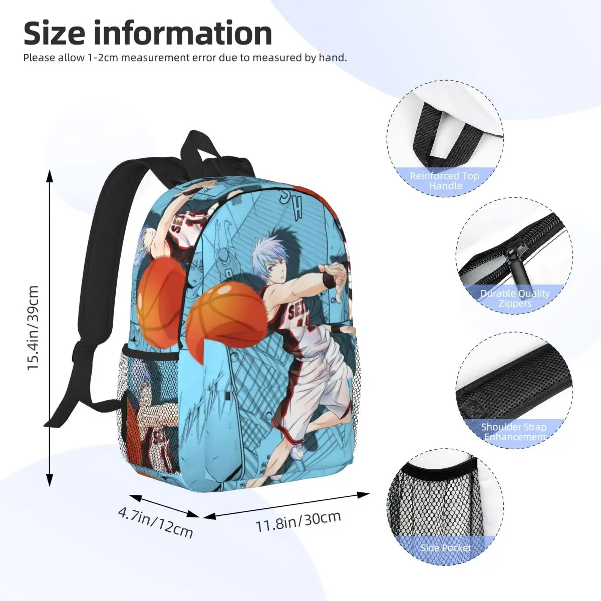 Basketball Kuroko No Basket Anime Backpack Daypack Large Capacity Boys Girls BookBag Shoulder Bags for Men Women School Bag