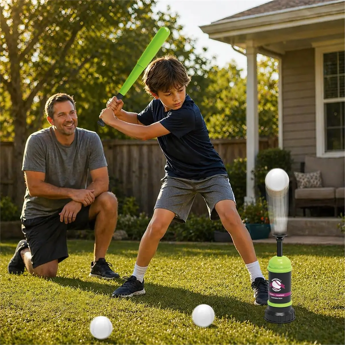 11·11COUPON  Up Baseball Trainer Set for Kids, Backyard Fun, No Pitch Needed, Beginner Batting Practice Toy with Launcher