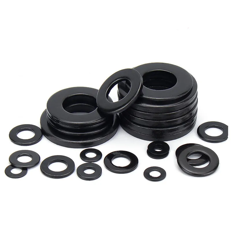 5/50pcs M2 M2.5 M3 M4 M5 M6 M8 M10 M12 M14 M16 M20 M22 M24 GB97 DIN125 Black Grade 8.8 Carbon Steel Flat Washer Plain Gasket Pad
