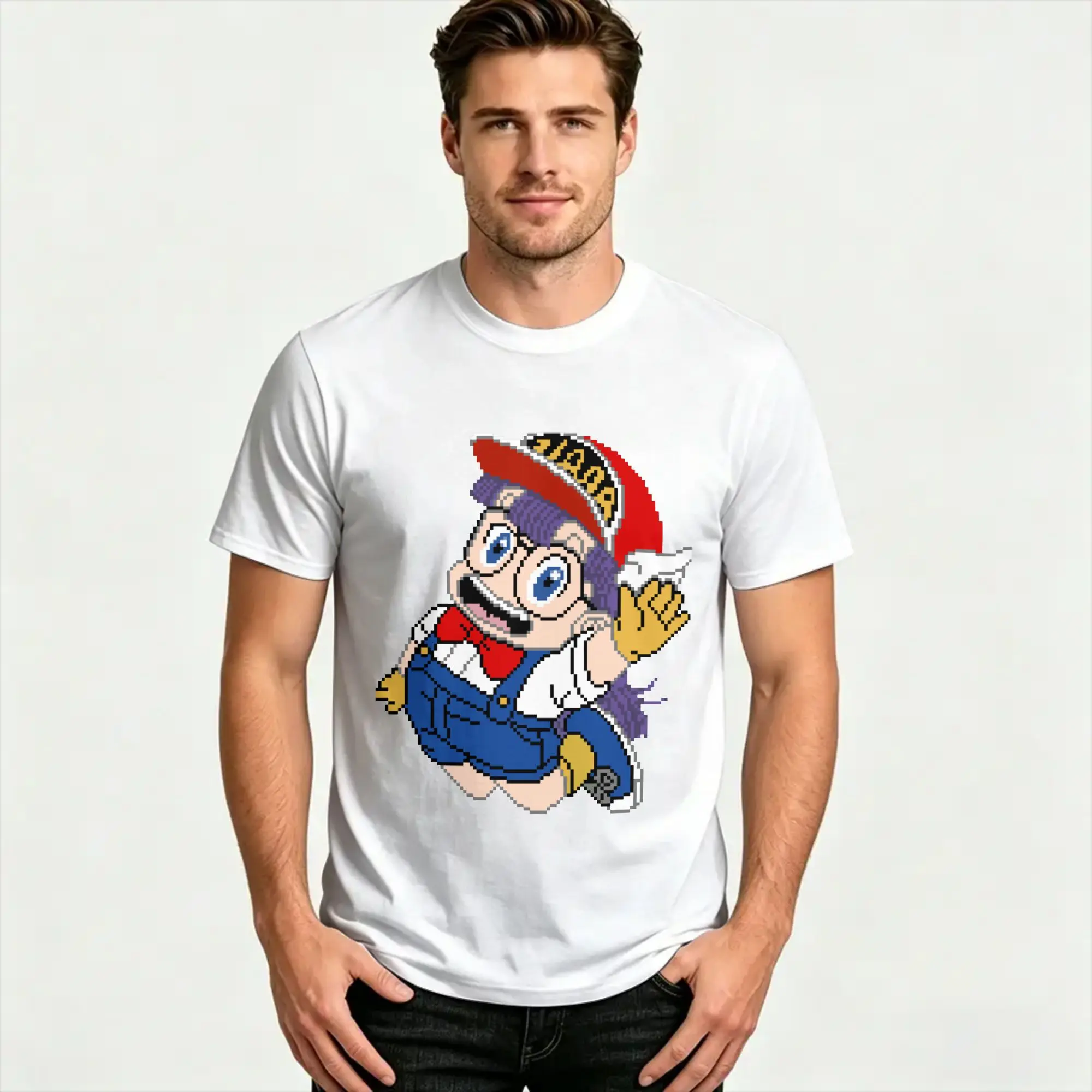 Men Women's Dr. Slump T Shirt Arale Pixel Art Cotton Clothing Fun Short Sleeve Round Neck Tee Shirt Graphic Printed T-Shirts