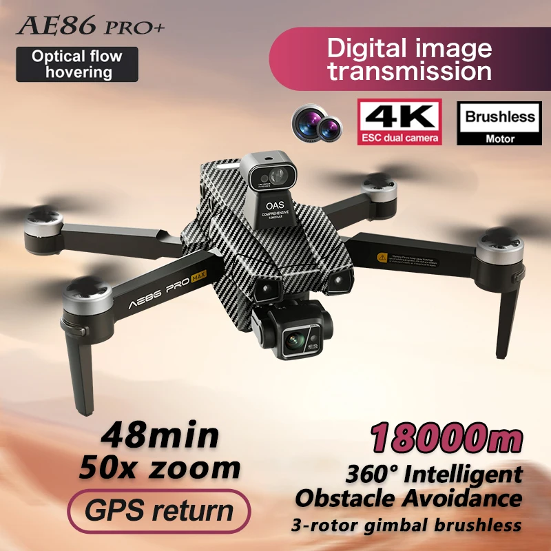 Nowy dron AE86 PRO MAX 4K HD 360° ° Unikanie przeszkód Transmisja obrazu 5G Żywotność baterii 48 minut jazdy 18 kilogramów Drone