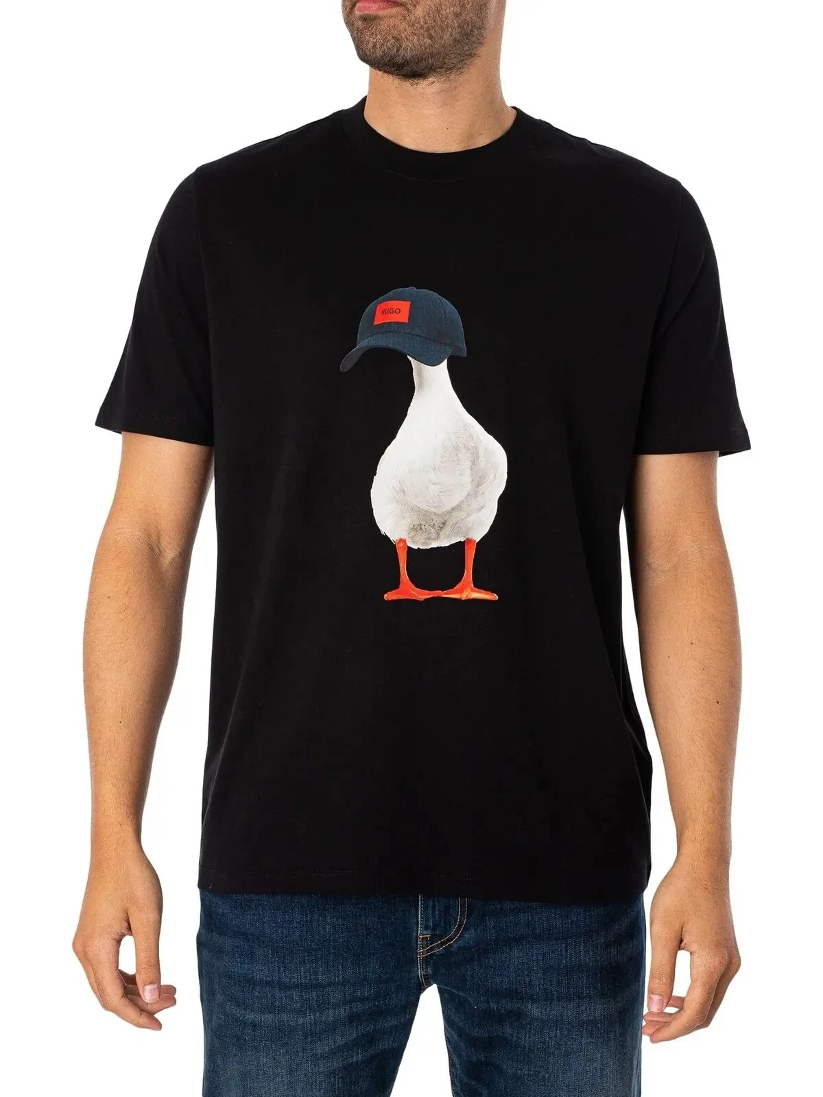 Camiseta con estampado de Ducky para hombre, color negro