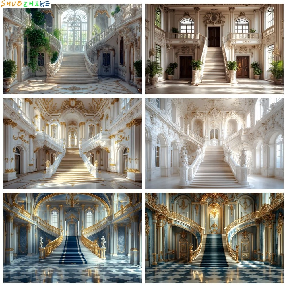 

Castle Palace Photography Background Spiral Stairs Interior Birthday Party Wedding Art Portrait Photo Backdrop Decor Photostudio